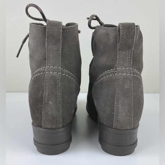 Sorel Women's 9 Evie Lace Major Boot Grey Suede Wedge Heel Weatherproof Gorpcore - Picture 4 of 16